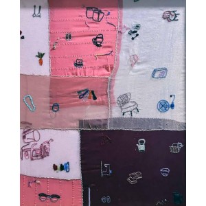 Ahwar Nasir, 29 x 24 Inch, Embroidery & Patchwork on Georgette, Cotton & Organza, AC-AHN-004